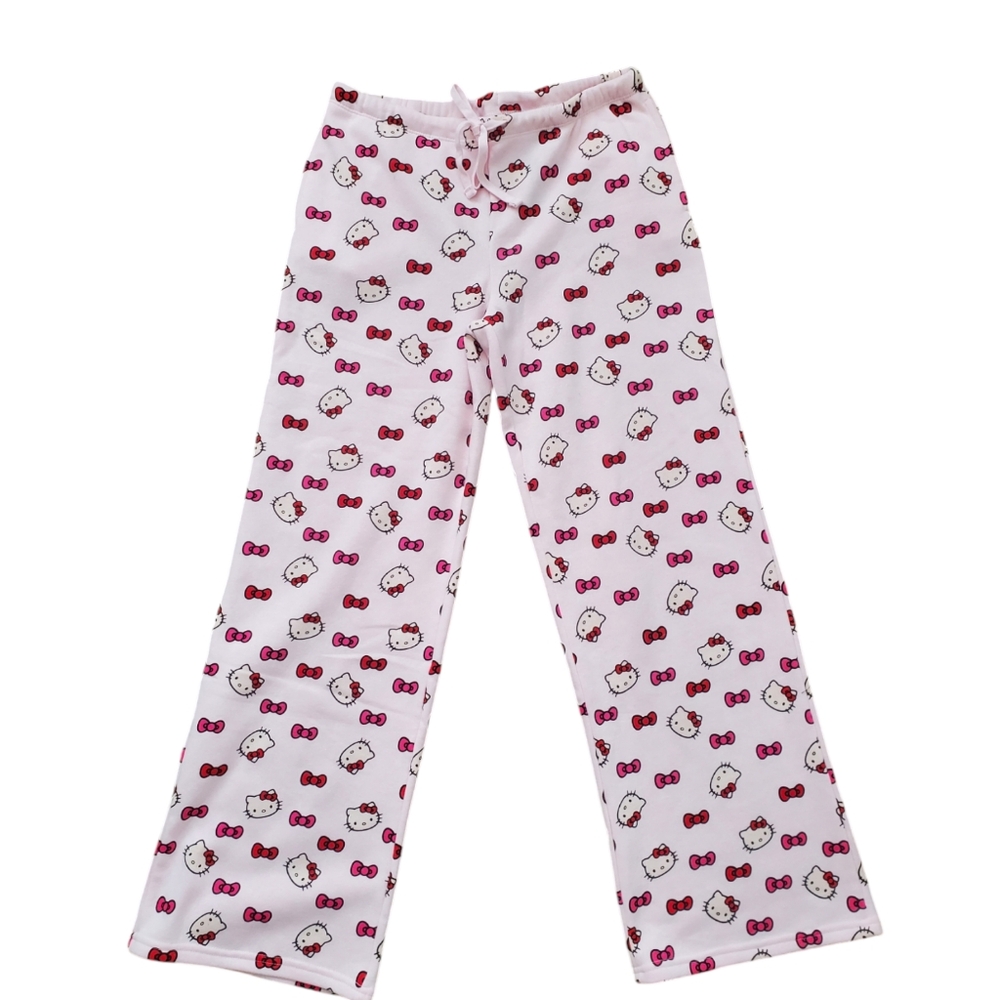 Hello Kitty Pink Sweatpants, Mini HK face Graphic Print